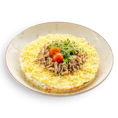 Салат коктейль с цыпленком и ветчиной