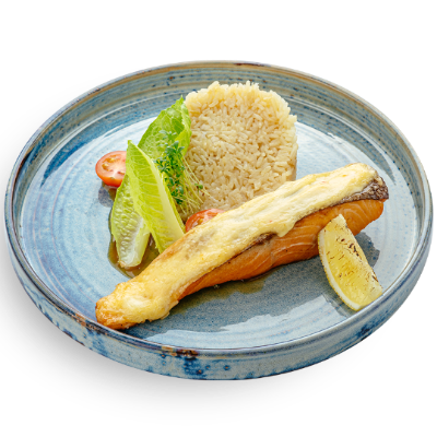 Форель в соусе чили-майо с рисом