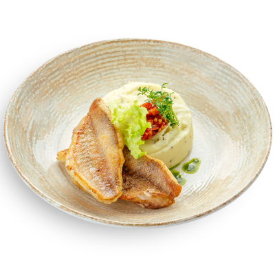 Окунь морской с трюфельным пюре