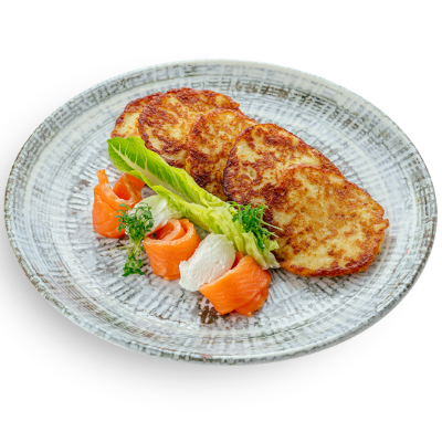 Драники с форелью и сливочным сыром