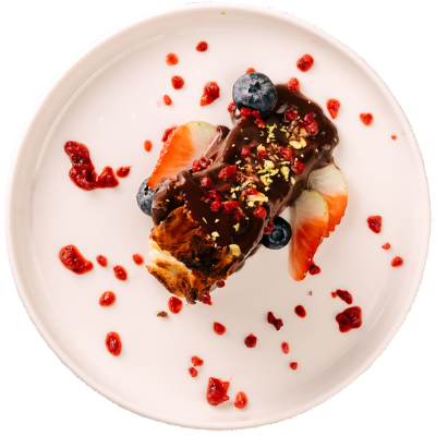 Чизкейк баскский с шоколадным соусом