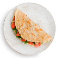 Лепешка роти с омлетом и форелью