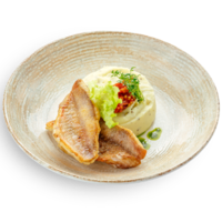 Окунь морской с трюфельным пюре