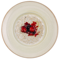 Овсяная каша с вишневым соусом