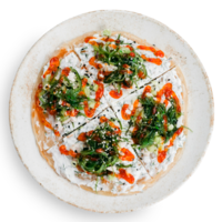 Лепешка роти с цыпленком и салатом чука