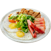 Яичница-глазунья с беконом и колбасками